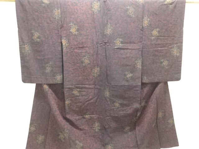 JAPANESE KIMONO / ANTIQUE KIMONO / TAISHO ROMAN STYLE / WOVEN ARABESQUE FLOWER 